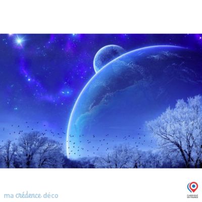 Crédence cuisine fond de hotte Ciel bleu d'hiver - Verre trempé - L 90 cm x H 50 cm - MaCrédenceDéco