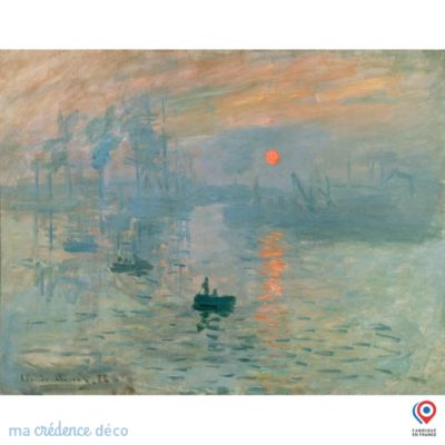 Crédence cuisine fond de hotte Claude Monet, Soleil levant - Verre trempé - L 90 cm x H 60 cm - MaCrédenceDéco