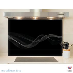 Crédence cuisine fond de hotte Courbe 2 - Verre trempé - L 90 cm x H 60 cm - MaCrédenceDéco