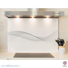 Crédence cuisine fond de hotte Courbe 3 blanc - Verre trempé - L 70 cm x H 60 cm - MaCrédenceDéco