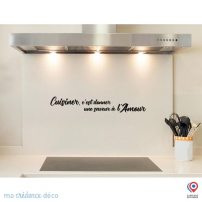 Crédence cuisine fond de hotte Cuisinier, c'est donner une saveur à l'amour 1 - Verre trempé - L 90 cm x H 70 cm - MaCrédenceDéco