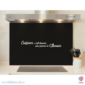 Crédence cuisine fond de hotte Cuisinier, c'est donner une saveur à l'amour 2 - Alu composite - L 90 cm x H 50 cm - MaCrédenceDéco