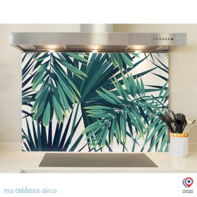 Crédence cuisine fond de hotte Dessin végétation 4 - Verre trempé - L 90 cm x H 60 cm - MaCrédenceDéco