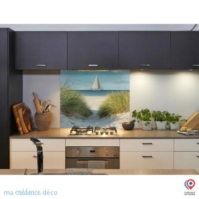 Crédence cuisine fond de hotte Dunes et plage mer - Verre trempé - L 90 cm x H 60 cm - MaCrédenceDéco