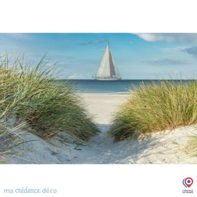Crédence cuisine fond de hotte Dunes et plage mer - Verre trempé - L 90 cm x H 60 cm - MaCrédenceDéco