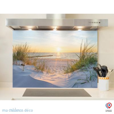 Crédence cuisine fond de hotte Dunes et soleil - Verre trempé - L 70 cm x H 60 cm - MaCrédenceDéco