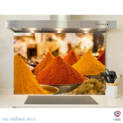 Crédence cuisine fond de hotte Epices colorées 2 - Verre trempé - L 90 cm x H 50 cm - MaCrédenceDéco