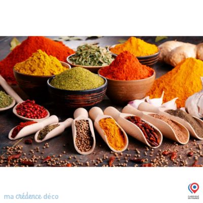 Crédence cuisine fond de hotte Epices colorées 5 - Verre trempé - L 90 cm x H 60 cm - MaCrédenceDéco