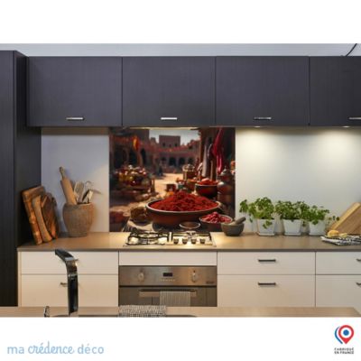 Crédence cuisine fond de hotte Epices et Maroc - Verre trempé - L 70 cm x H 60 cm - MaCrédenceDéco