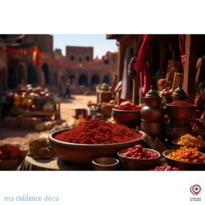 Crédence cuisine fond de hotte Epices et Maroc - Verre trempé - L 70 cm x H 60 cm - MaCrédenceDéco