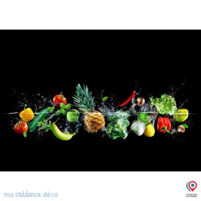 Crédence cuisine fond de hotte feuilles et fleurs tropicales 2 - Alu composite - L 90 cm x H 60 cm