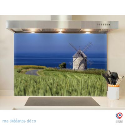 Crédence cuisine fond de hotte feuilles et lumière - Alu composite - L 90 cm x H 70 cm