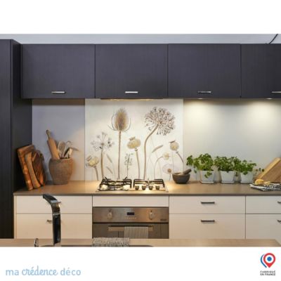 Crédence cuisine fond de hotte fleurs et pissenlits 3 - Verre trempé - L 70 cm x H 60 cm - MaCrédenceDéco