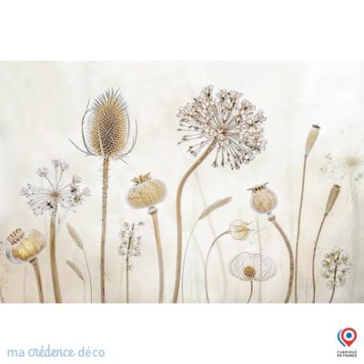 Crédence cuisine fond de hotte fleurs et pissenlits 3 - Verre trempé - L 70 cm x H 60 cm - MaCrédenceDéco
