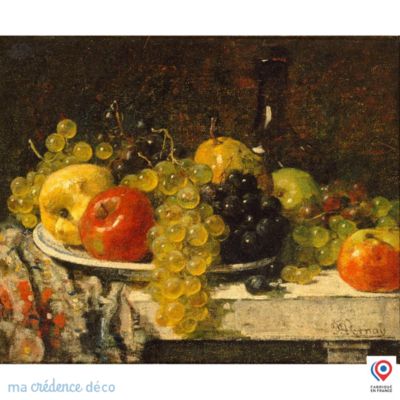 Crédence cuisine fond de hotte francis Miel, Raisins et pommes - Verre trempé - L 70 cm x H 60 cm - MaCrédenceDéco