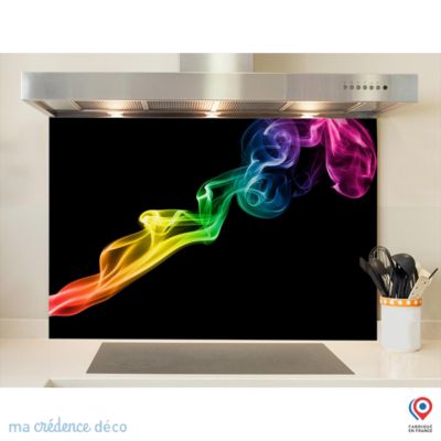 Crédence cuisine fond de hotte fumée colorée - Verre trempé - L 70 cm x H 60 cm - MaCrédenceDéco