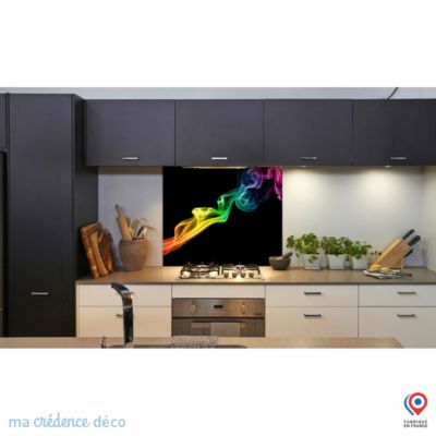 Crédence cuisine fond de hotte fumée colorée - Verre trempé - L 70 cm x H 60 cm - MaCrédenceDéco