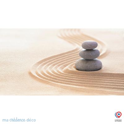 Crédence cuisine fond de hotte Galets zen 3 - Verre trempé - L 90 cm x H 60 cm - MaCrédenceDéco