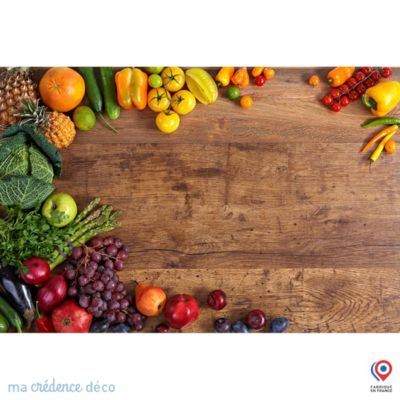 Crédence cuisine fond de hotte Herbier sur bois 2 - Alu composite - L 70 cm x H 60 cm