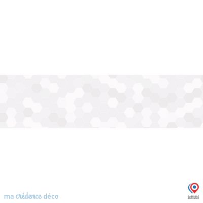 Crédence cuisine fond de hotte hexagone gris léger - Verre trempé - L 90 cm x H 50 cm - MaCrédenceDéco