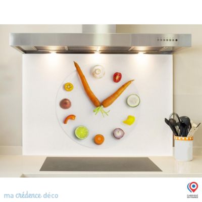 Crédence cuisine fond de hotte Horloge - Verre trempé - L 60 cm x H 45 cm - MaCrédenceDéco