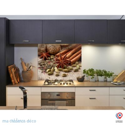 Crédence cuisine fond de hotte Ingrédients pour thé avec épices - Verre trempé - L 60 cm x H 45 cm - MaCrédenceDéco