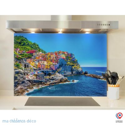 Crédence cuisine fond de hotte Italie Cinque Terre - Verre trempé - L 90 cm x H 70 cm - MaCrédenceDéco