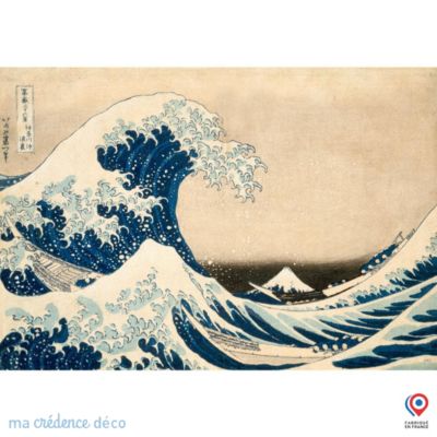 Crédence cuisine fond de hotte Katsushika Hokusai, Sous la vague au large de Kanagawa - Verre trempé - L 90 cm x H 50 cm