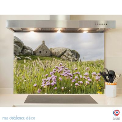 Crédence cuisine fond de hotte Kerlouan Meneham - Verre trempé - L 90 cm x H 50 cm - MaCrédenceDéco