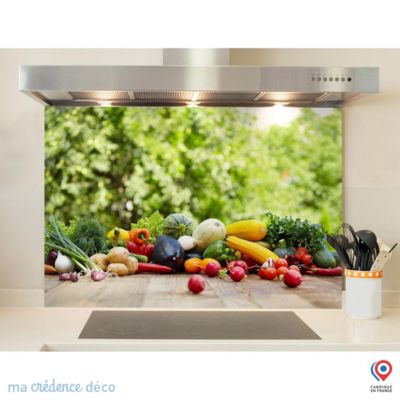 Crédence cuisine fond de hotte Légumes et jardin - Verre trempé - L 90 cm x H 50 cm - MaCrédenceDéco