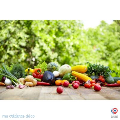Crédence cuisine fond de hotte Légumes et jardin - Verre trempé - L 90 cm x H 50 cm - MaCrédenceDéco