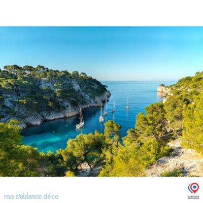 Crédence cuisine fond de hotte La calanque de port pin à Cassis 1 - Verre trempé - L 70 cm x H 60 cm