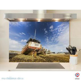 Crédence cuisine fond de hotte La Roche de Solutré - Alu composite - L 60 cm x H 45 cm