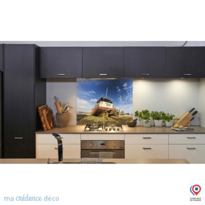 Crédence cuisine fond de hotte La Roche de Solutré - Alu composite - L 70 cm x H 60 cm