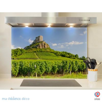 Crédence cuisine fond de hotte La Roche de Solutré - Verre trempé - L 90 cm x H 60 cm - MaCrédenceDéco