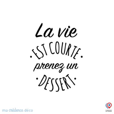 Crédence cuisine fond de hotte La vie est courte - Verre trempé - L 90 cm x H 50 cm - MaCrédenceDéco