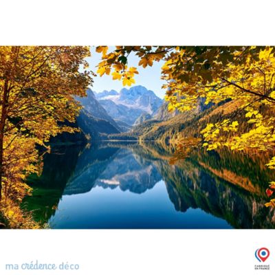 Crédence cuisine fond de hotte Lac de montagne, Alpes - Verre trempé - L 90 cm x H 70 cm - MaCrédenceDéco