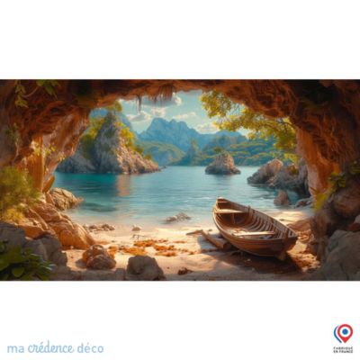 Crédence cuisine fond de hotte Lac de montagne - Alu composite - L 90 cm x H 60 cm