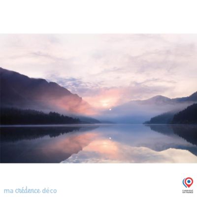 Crédence cuisine fond de hotte Lac de montagne - Verre trempé - L 90 cm x H 60 cm - MaCrédenceDéco