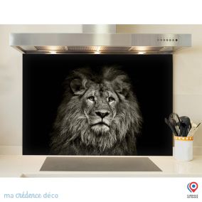 Crédence cuisine fond de hotte Lion - Verre trempé - L 70 cm x H 60 cm - MaCrédenceDéco