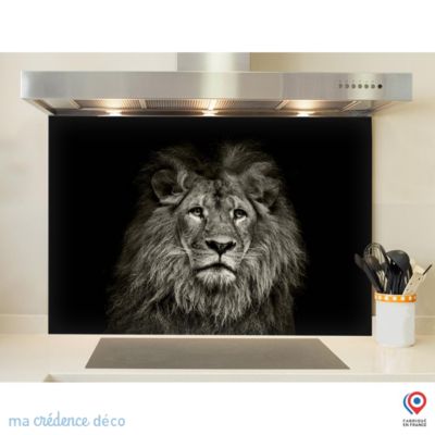 Crédence cuisine fond de hotte Lion - Verre trempé - L 90 cm x H 60 cm - MaCrédenceDéco
