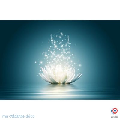 Crédence cuisine fond de hotte Lotus et lumière 3 - Verre trempé - L 90 cm x H 50 cm - MaCrédenceDéco