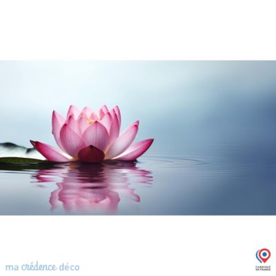 Crédence cuisine fond de hotte Lotus zen 1 - Verre trempé - L 70 cm x H 60 cm - MaCrédenceDéco