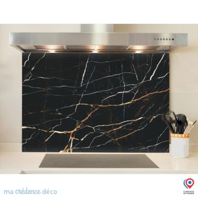 Crédence cuisine fond de hotte Mabre di Marmo - Verre trempé - L 90 cm x H 70 cm - MaCrédenceDéco