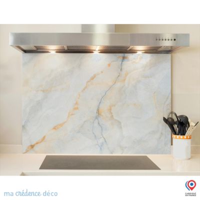 Crédence cuisine fond de hotte Marbre coloré - Verre trempé - L 70 cm x H 60 cm - MaCrédenceDéco
