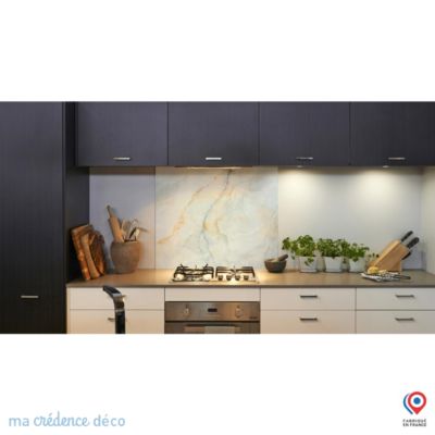 Crédence cuisine fond de hotte Marbre coloré - Verre trempé - L 70 cm x H 60 cm - MaCrédenceDéco