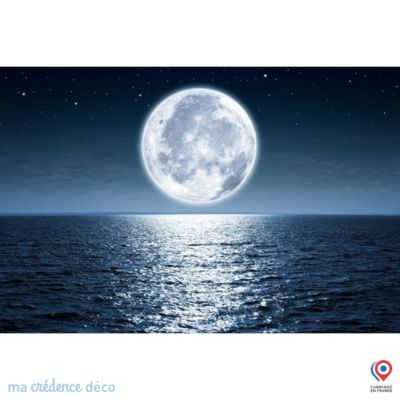 Crédence cuisine fond de hotte Mer et lune - Verre trempé - L 90 cm x H 50 cm - MaCrédenceDéco
