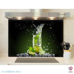 Crédence cuisine fond de hotte Mojito 2 - Verre trempé - L 90 cm x H 60 cm - MaCrédenceDéco