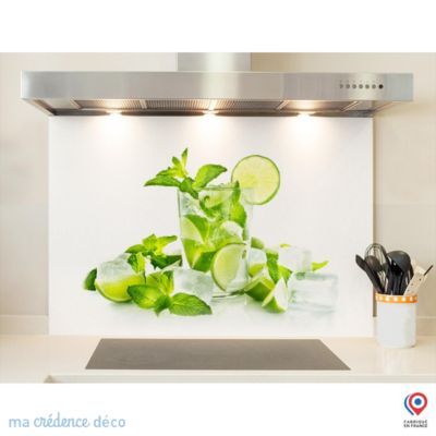 Crédence cuisine fond de hotte Mojito 3 - Verre trempé - L 90 cm x H 60 cm - MaCrédenceDéco