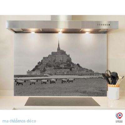 Crédence cuisine fond de hotte Mont Saint Michel - Verre trempé - L 90 cm x H 70 cm - MaCrédenceDéco